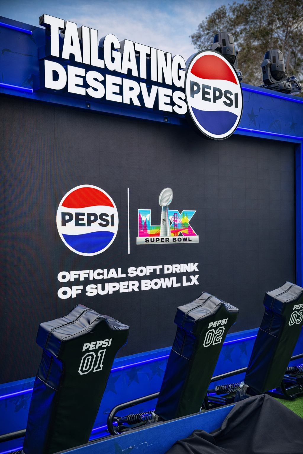 Pepsi interactive football game installation at Super Bowl LX brand activation